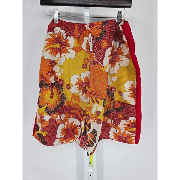 Vintage Y2K Mossimo Mens Sz 38 Board Shorts Swimsuit Yellow Red Floral Print - Picture 4 of 4